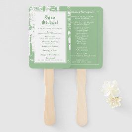 Green Forest Wedding Ceremony Program Set of Fans Handwaaier
