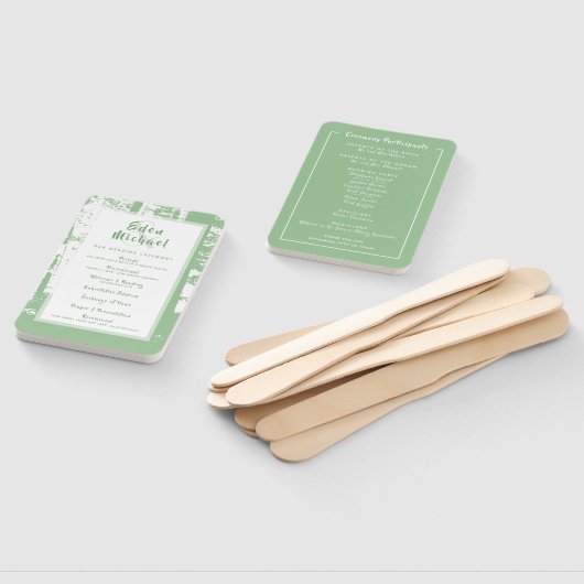 Green Forest Wedding Ceremony Program Set of Fans Handwaaier (Niet-gemonteerd)