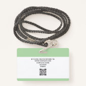 Green | Foto-ID van medisch personeel in het zieke Badge (Achterkant met draagriem)