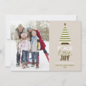 Green foto van Peace Love and Joy kerstboom Feestdagenkaart (Voorkant)