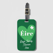 Green Four Leaf Clover Heart Éire Ireland Reunion Bagagelabel (Voorkant (verticaal))