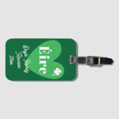 Green Four Leaf Clover Heart Éire Ireland Reunion Bagagelabel (Voorkant (horizontaal))