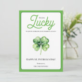 Green Four Leaf Clover Luck Happy St Patricks Day Feestdagenkaart (Staand voorkant)