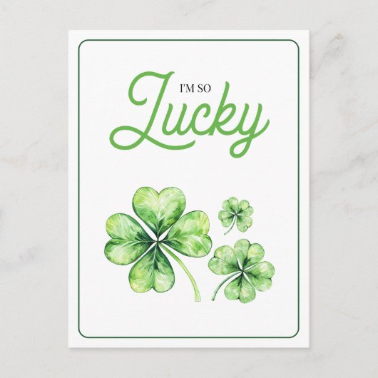 Green Four Leaf Clover Luck Happy St Patricks Day Feestdagenkaart (Voorkant)
