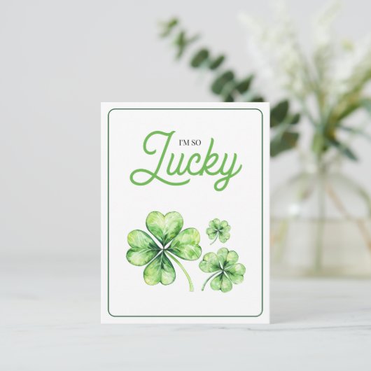 Green Four Leaf Clover Luck Happy St Patricks Day Feestdagenkaart (Staand voorkant)