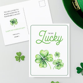 Green Four Leaf Clover Luck Happy St Patricks Day Feestdagenkaart