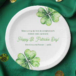 Green Four Leaf Clover Luck Happy St Patricks Day Papieren Bordje