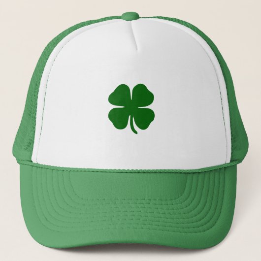 Green Four Leaf Clover Lucky Irish Modern Trucker Pet (Voorkant)
