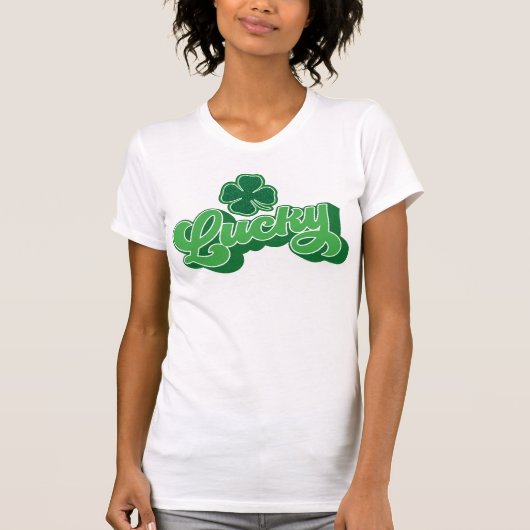 Green Four Leaf Clover Lucky T-Shirt (Voorkant)