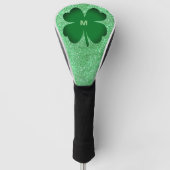 Green Four Leaf Clover Monogrammed Faux Glitter Golfheadcover (Voorkant)