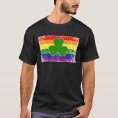 Green Four Leaf Clover Rainbow St Patrick's Day T-shirt (Voorkant)