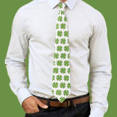 Green Four Leaf Clover Shamrock Pattern Stropdas