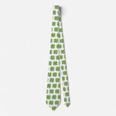 Green Four Leaf Clover Shamrock Pattern Stropdas (Voorkant)
