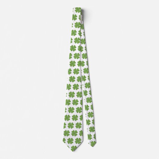 Green Four Leaf Clover Shamrock Pattern Stropdas (Voorkant)