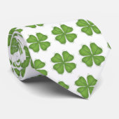 Green Four Leaf Clover Shamrock Pattern Stropdas (Opgerold)