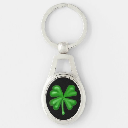 Green Four Leaf Clover Shamrock Sleutelhanger (Voorkant)