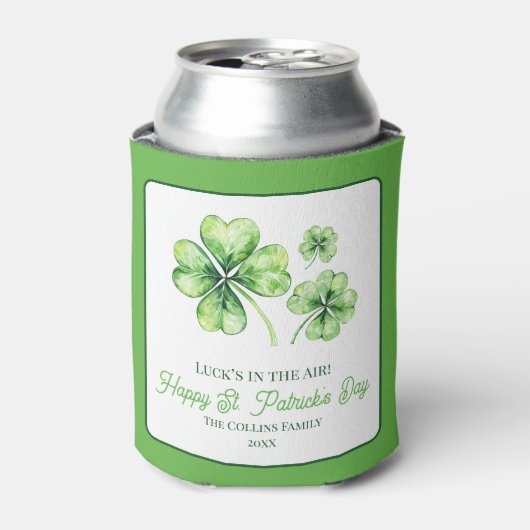 Green Four Leaf Clover Shamrock St. Patrick's Day Blikjeskoeler (Blikje Voorkant)