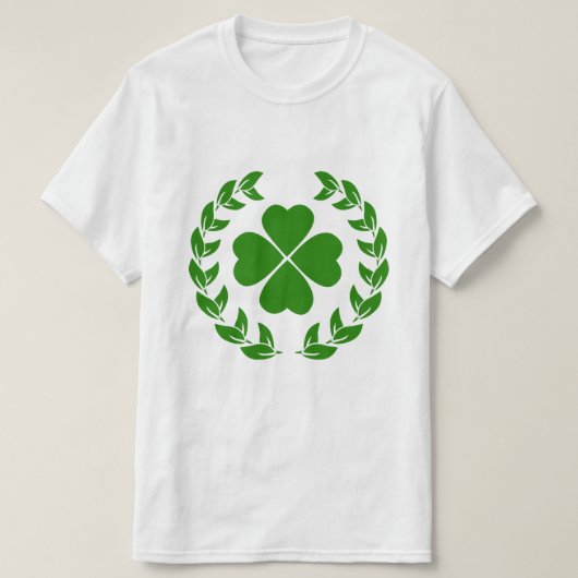 Green Four Leafs Clover & Green Wreath T-shirt (Design voorkant)