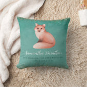 Green Fox Personalized Baby Birth Stats Nursery Kussen (Deken)