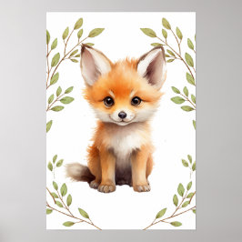 Green Fox Woodland Dieren Kwekerij Poster