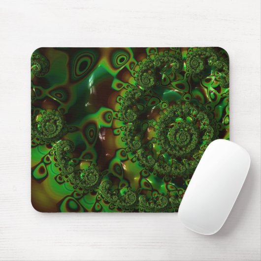 Green Fractal Art Shell Muismat (Met muis)