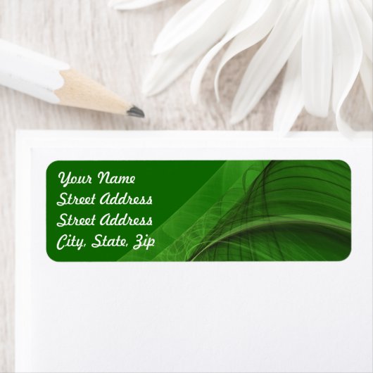 Green Fractal Background Return Address Sticker (Insitu)