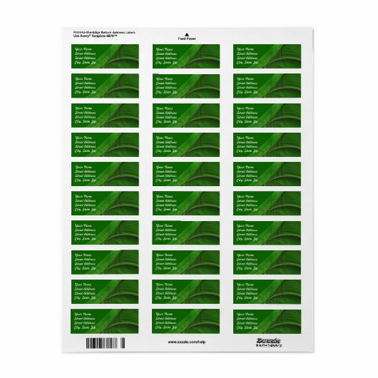 Green Fractal Background Return Address Sticker (Full Sheet)