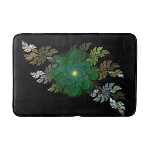 Green Fractal Flower Bath Mat