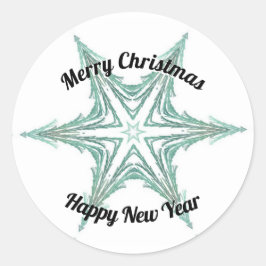 Green Fractal Kerstmis Star Merry kerst Ronde Sticker