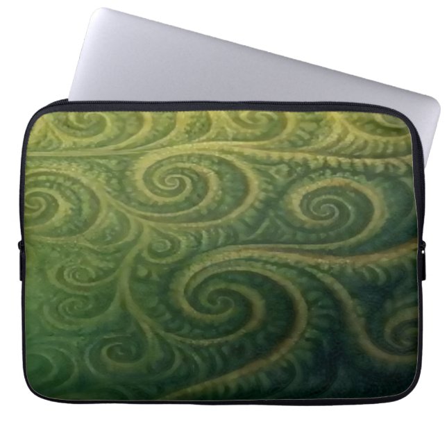 Green Fractal Laptop Sleeve (Voorkant)
