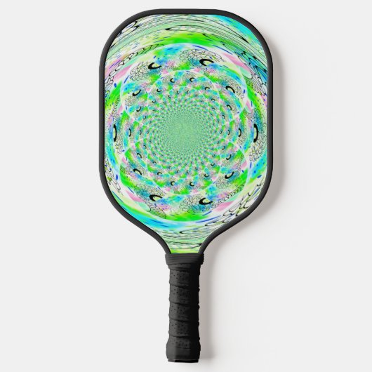 Green Fractal Pattern Pickleball Paddle (Achterkant)