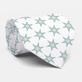 Green Fractal Star Snowflake Christmas Tree White Stropdas (Opgerold)