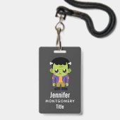 Green Frankenstein Monster Halloween Badge (Achterkant met lanyard)