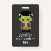 Green Frankenstein Monster Halloween Badge (Achterkant)