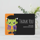Green Frankenstein Monster Halloween Bedankkaart (Staand voorkant)