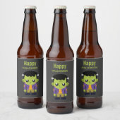 Green Frankenstein Monster Halloween Bier Etiket (Flessen)