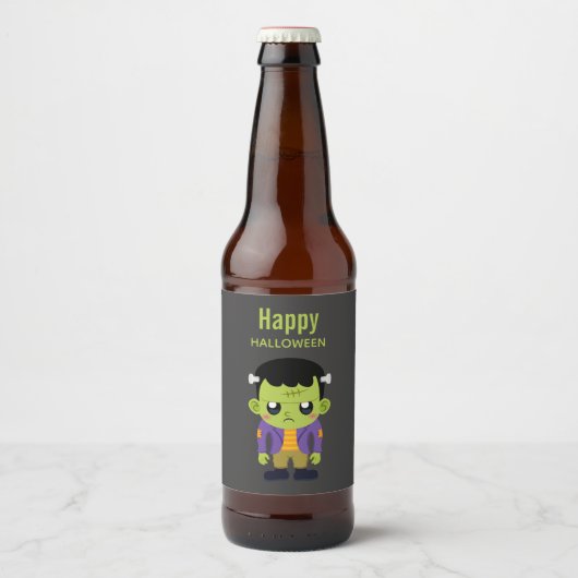 Green Frankenstein Monster Halloween Bier Etiket (Voorkant)