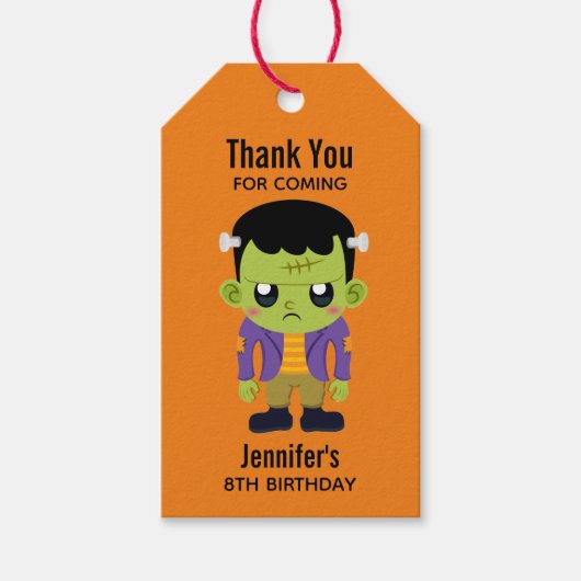 Green Frankenstein Monster Halloween Birthday Cadeaulabel (Voorkant)