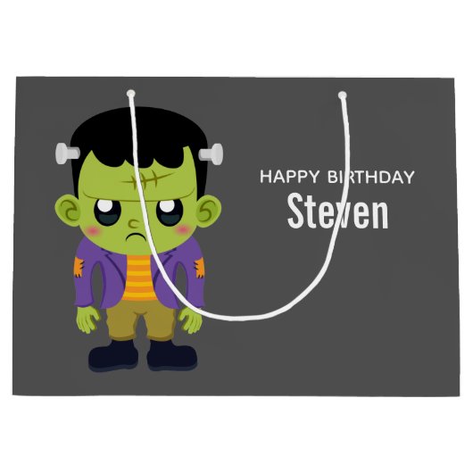 Green Frankenstein Monster Halloween Birthday Groot Cadeauzakje (Voorkant)