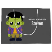 Green Frankenstein Monster Halloween Birthday Groot Cadeauzakje (Achterkant)