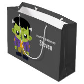 Green Frankenstein Monster Halloween Birthday Groot Cadeauzakje (Achterkant Gekanteld)