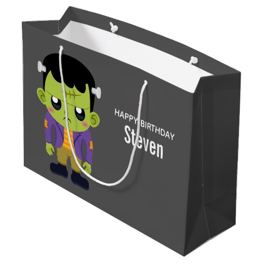 Green Frankenstein Monster Halloween Birthday Groot Cadeauzakje (Achterkant Gekanteld)