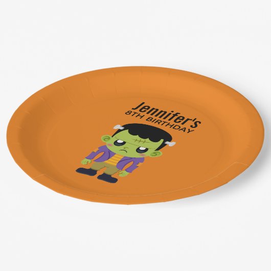 Green Frankenstein Monster Halloween Birthday Papieren Bordje (Gekanteld)