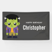 Green Frankenstein Monster Halloween Birthday Spandoek (Horizontaal)