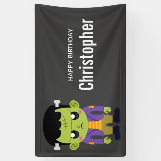 Green Frankenstein Monster Halloween Birthday Spandoek (Verticaal)