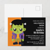 Green Frankenstein Monster Halloween Birthday Uitnodiging Briefkaart (Voorkant / Achterkant)