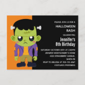 Green Frankenstein Monster Halloween Birthday Uitnodiging Briefkaart (Voorkant)