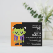 Green Frankenstein Monster Halloween Birthday Uitnodiging Briefkaart (Staand voorkant)