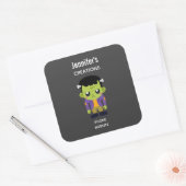 Green Frankenstein Monster Halloween Business Vierkante Sticker (Envelop)