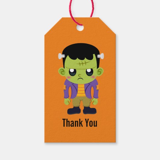 Green Frankenstein Monster Halloween Cadeaulabel (Voorkant)